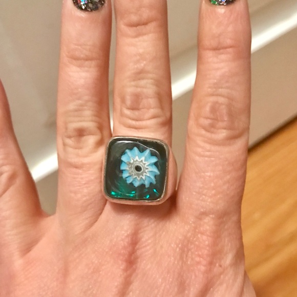 Venetian glass sterling silver ring - Picture 2 of 3